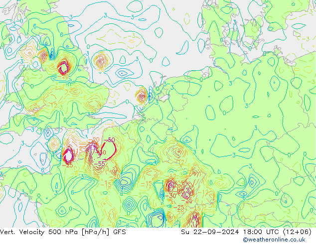 Vert. Velocity 500 hPa GFS Su 22.09.2024 18 UTC