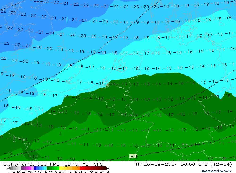 Height/Temp. 500 hPa GFS Čt 26.09.2024 00 UTC