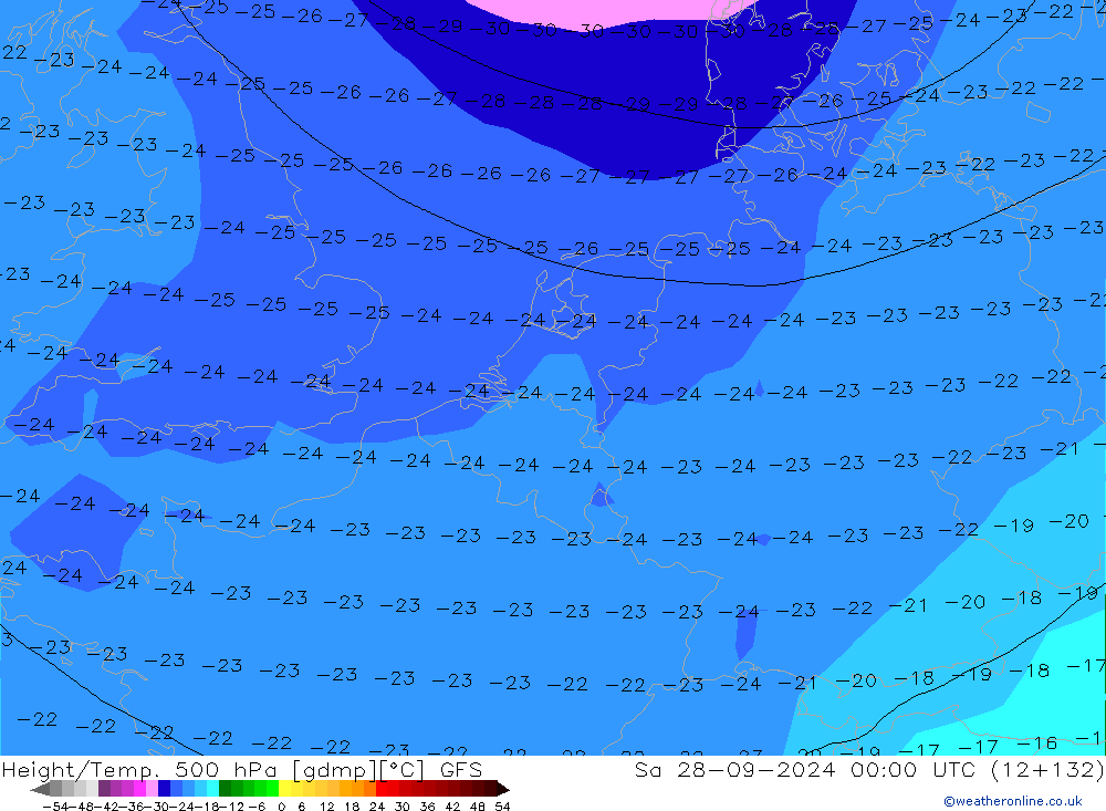 Height/Temp. 500 hPa GFS Sa 28.09.2024 00 UTC