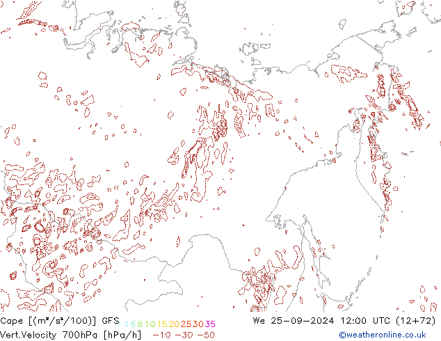 Cape GFS mer 25.09.2024 12 UTC