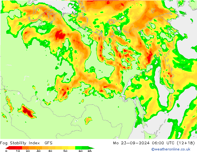 Fog Stability Index GFS lun 23.09.2024 06 UTC