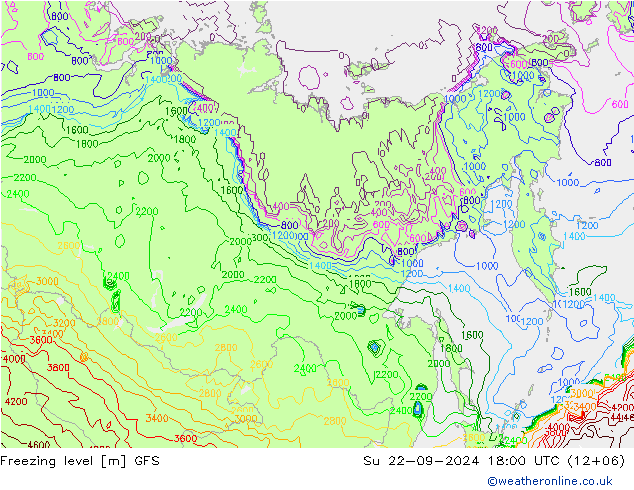 Freezing level GFS dom 22.09.2024 18 UTC