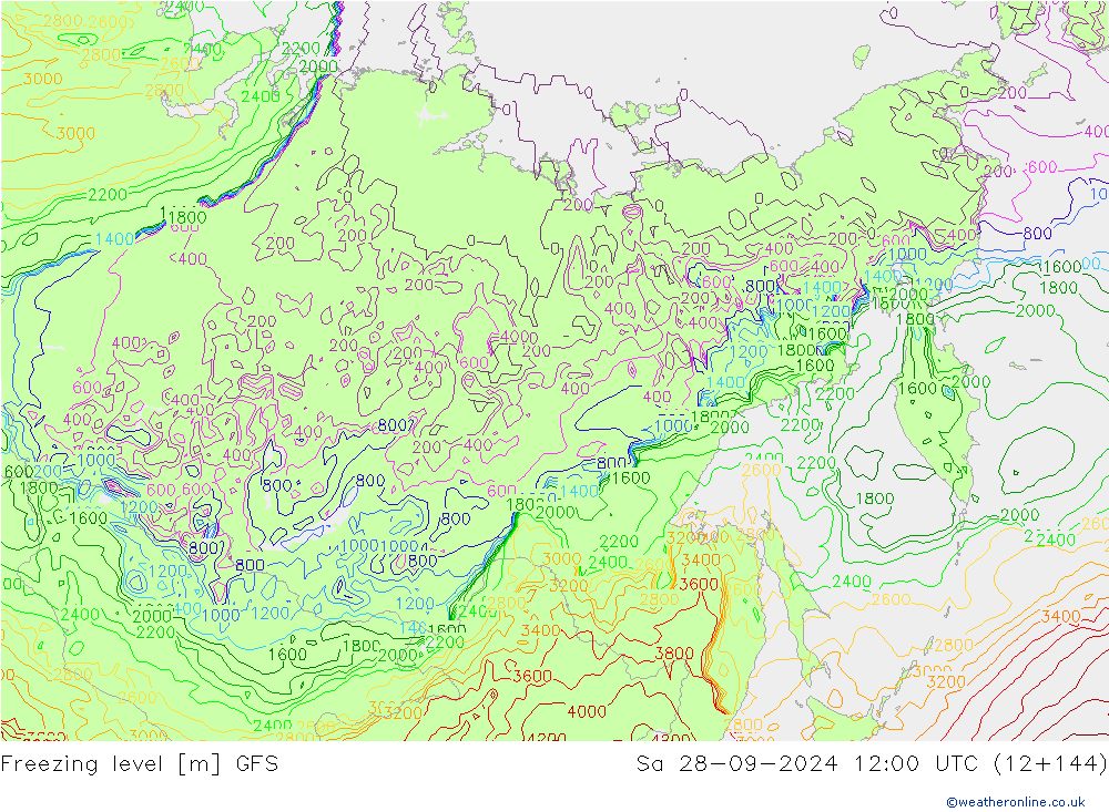 Freezing level GFS Září 2024