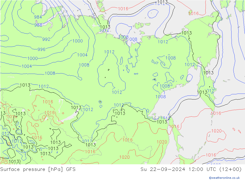 Yer basıncı GFS Paz 22.09.2024 12 UTC