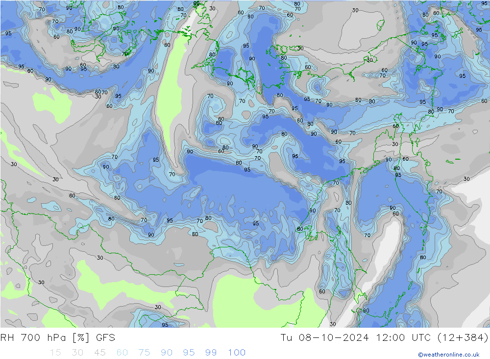 RV 700 hPa GFS di 08.10.2024 12 UTC