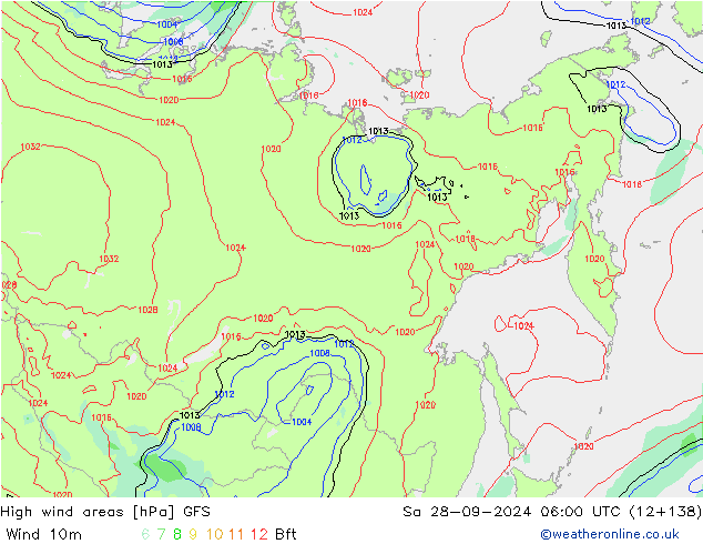 yüksek rüzgarlı alanlar GFS Cts 28.09.2024 06 UTC