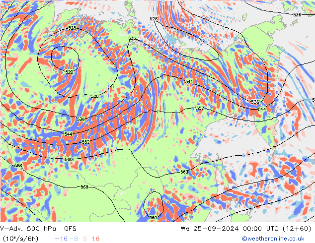 V-Adv. 500 hPa GFS  25.09.2024 00 UTC