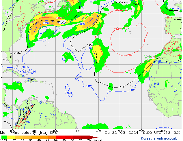 Max. wind velocity GFS Su 22.09.2024 15 UTC