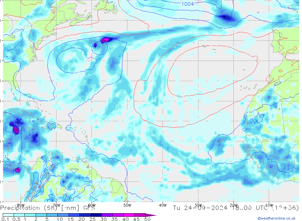 Z500/Rain (+SLP)/Z850 GFS  24.09.2024 00 UTC