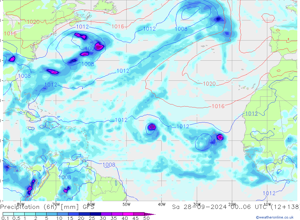 Precipitação (6h) GFS Sáb 28.09.2024 06 UTC