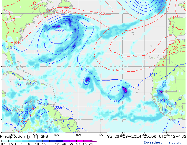 Neerslag GFS zo 29.09.2024 06 UTC