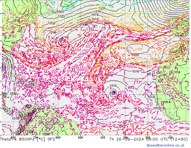 Theta-e 850hPa GFS Th 26.09.2024 06 UTC