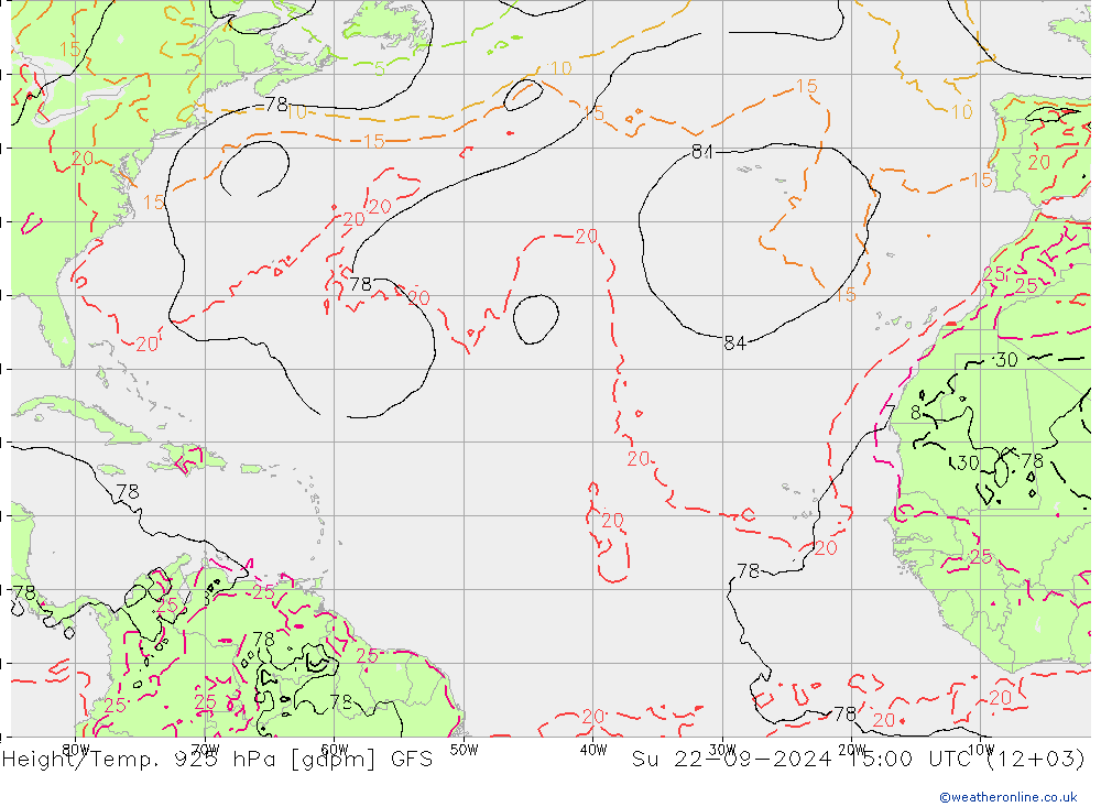 Height/Temp. 925 hPa GFS  22.09.2024 15 UTC