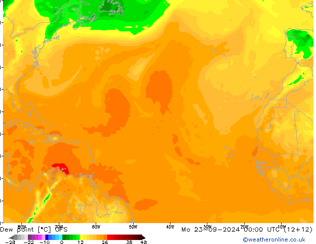 Dew point GFS Mo 23.09.2024 00 UTC