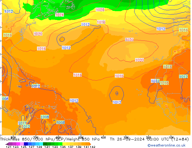 Thck 850-1000 hPa GFS Th 26.09.2024 00 UTC