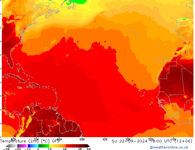 Temperatura (2m) GFS Dom 22.09.2024 18 UTC