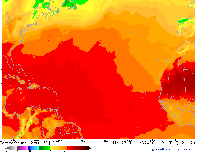 Temperatura (2m) GFS Seg 23.09.2024 00 UTC