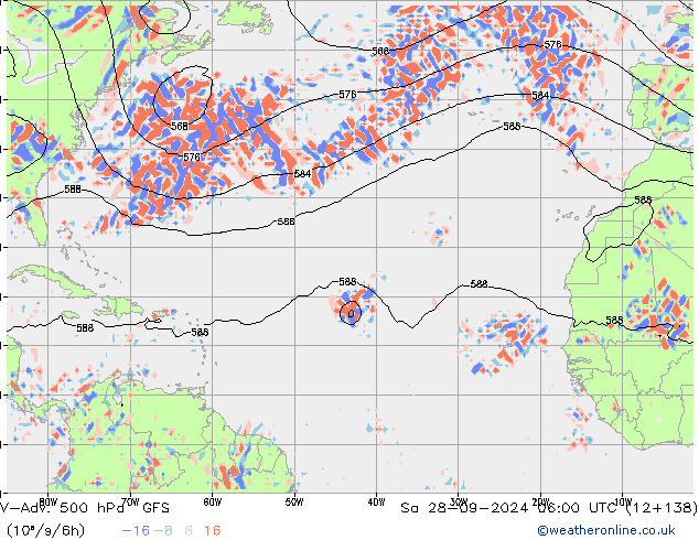 V-Adv. 500 гПа GFS сб 28.09.2024 06 UTC