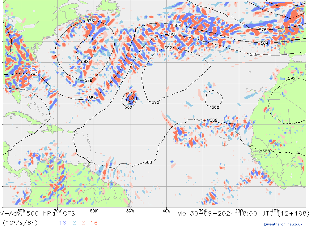 V-Adv. 500 гПа GFS пн 30.09.2024 18 UTC
