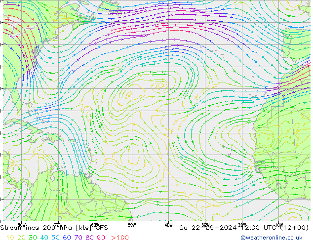ветер 200 гПа GFS Вс 22.09.2024 12 UTC
