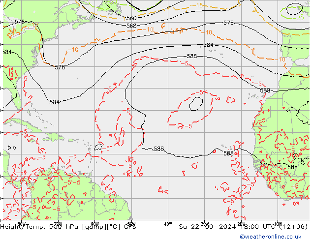 Z500/Yağmur (+YB)/Z850 GFS Paz 22.09.2024 18 UTC