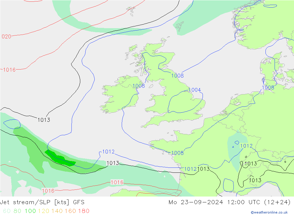 Jet Akımları/SLP GFS Pzt 23.09.2024 12 UTC