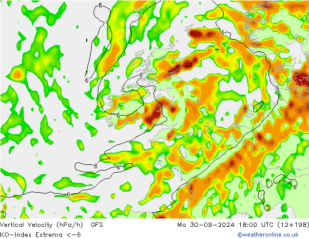 Convection-Index GFS lun 30.09.2024 18 UTC