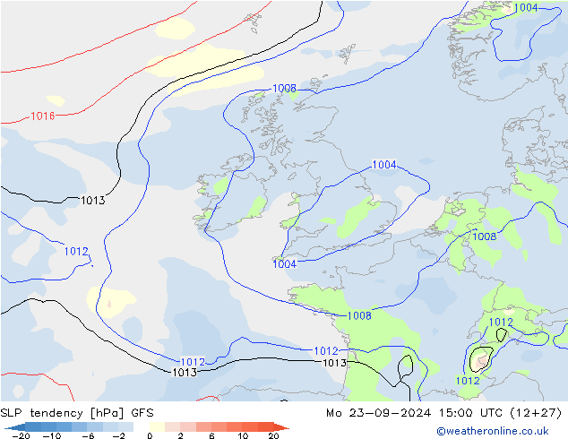 Druktendens (+/-) GFS ma 23.09.2024 15 UTC