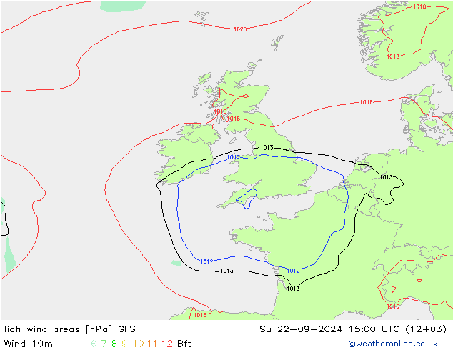 Windvelden GFS zo 22.09.2024 15 UTC