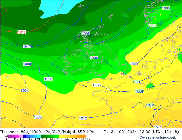 Thck 850-1000 hPa GFS Tu 24.09.2024 12 UTC