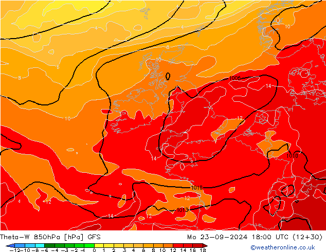 Theta-W 850hPa GFS lun 23.09.2024 18 UTC