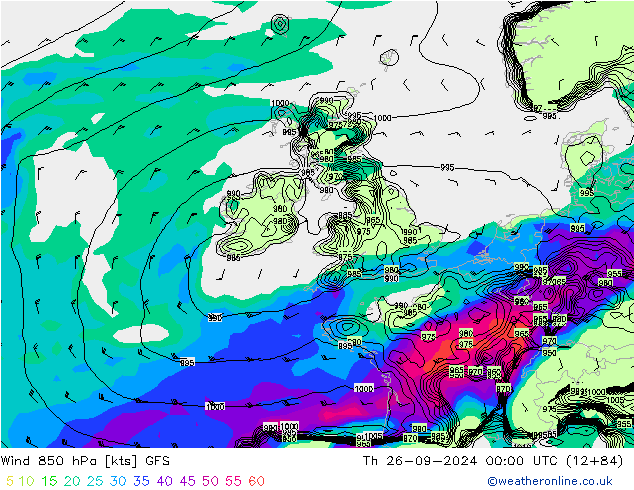  850 hPa GFS  26.09.2024 00 UTC