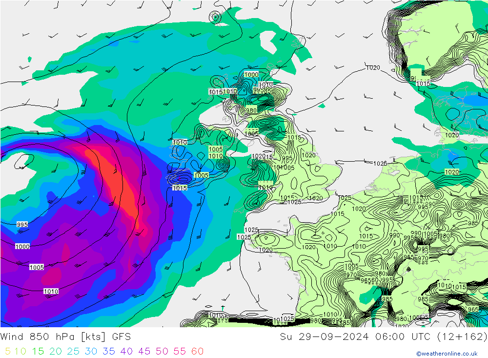 Wind 850 hPa GFS Ne 29.09.2024 06 UTC