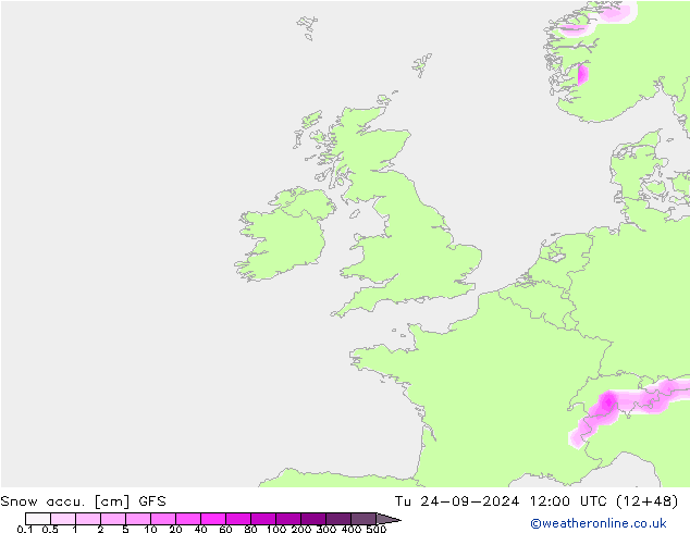 Snow accu. GFS Tu 24.09.2024 12 UTC