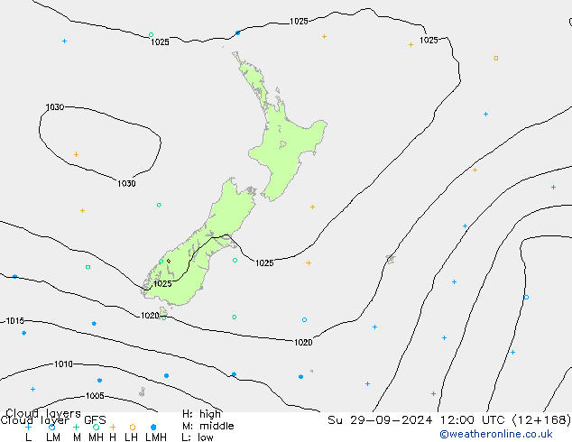 Cloud layer GFS Su 29.09.2024 12 UTC