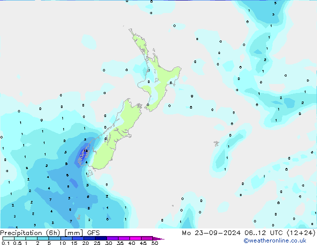 Z500/Rain (+SLP)/Z850 GFS lun 23.09.2024 12 UTC