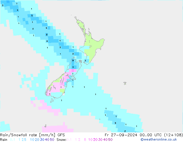 Rain/Snowfall rate GFS pt. 27.09.2024 00 UTC