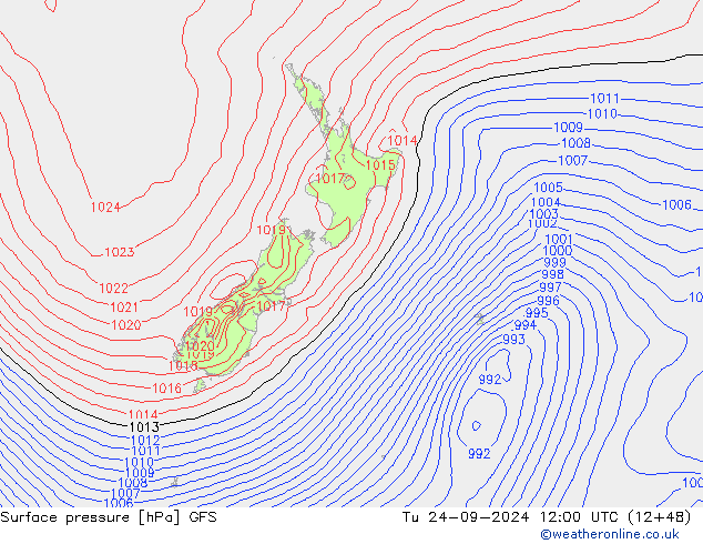 Surface pressure GFS Tu 24.09.2024 12 UTC