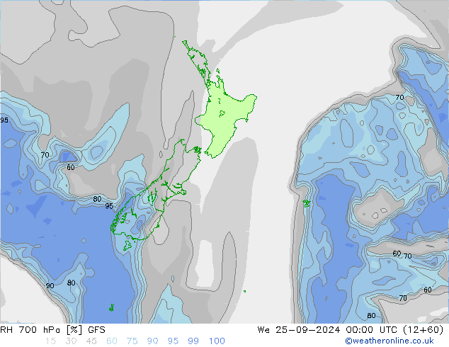 RH 700 hPa GFS  25.09.2024 00 UTC