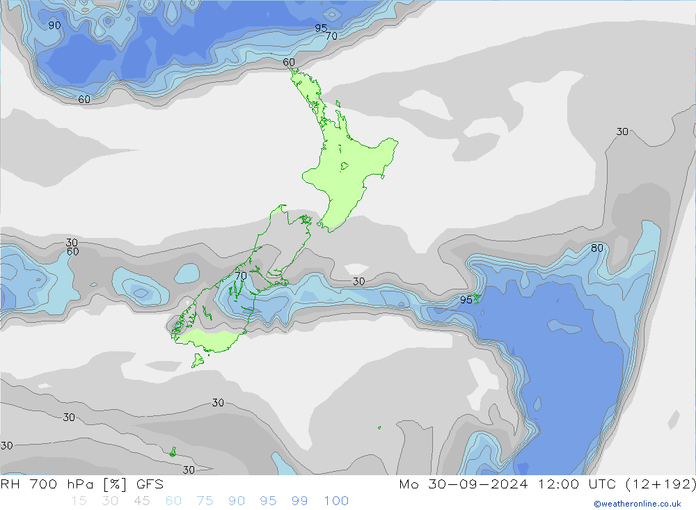 700 hPa Nispi Nem GFS Pzt 30.09.2024 12 UTC