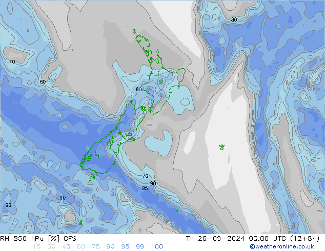 RH 850 hPa GFS Th 26.09.2024 00 UTC