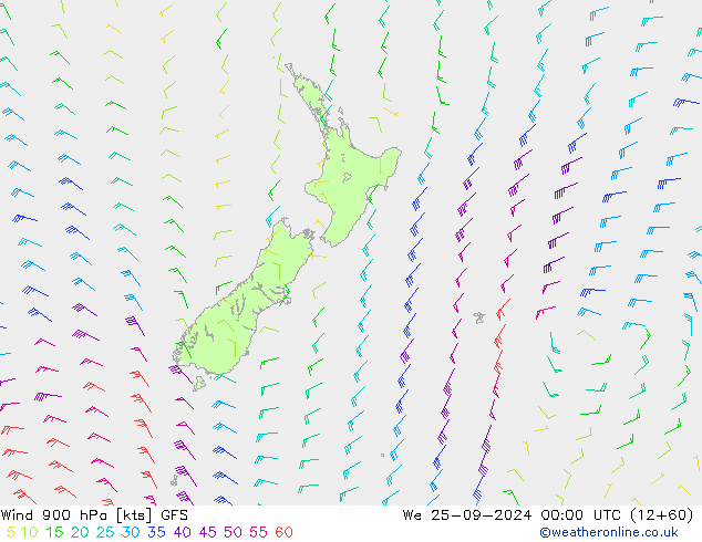  900 hPa GFS  25.09.2024 00 UTC