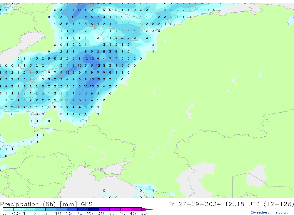 Z500/Yağmur (+YB)/Z850 GFS Cu 27.09.2024 18 UTC