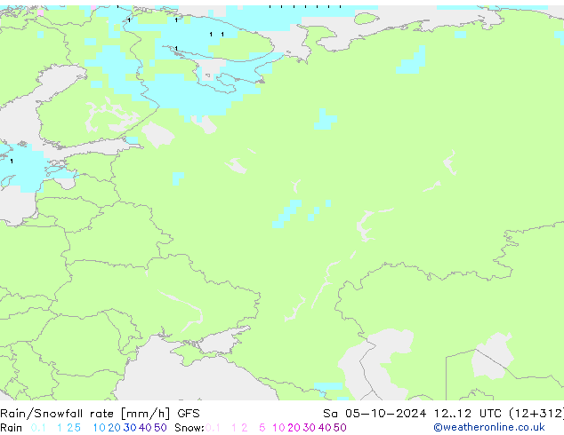 Rain/Snowfall rate GFS Sa 05.10.2024 12 UTC