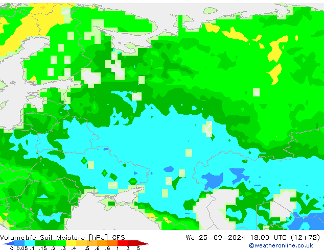 Volumetric Soil Moisture GFS mer 25.09.2024 18 UTC