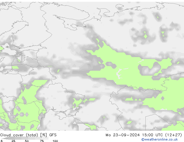 Bulutlar (toplam) GFS Pzt 23.09.2024 15 UTC