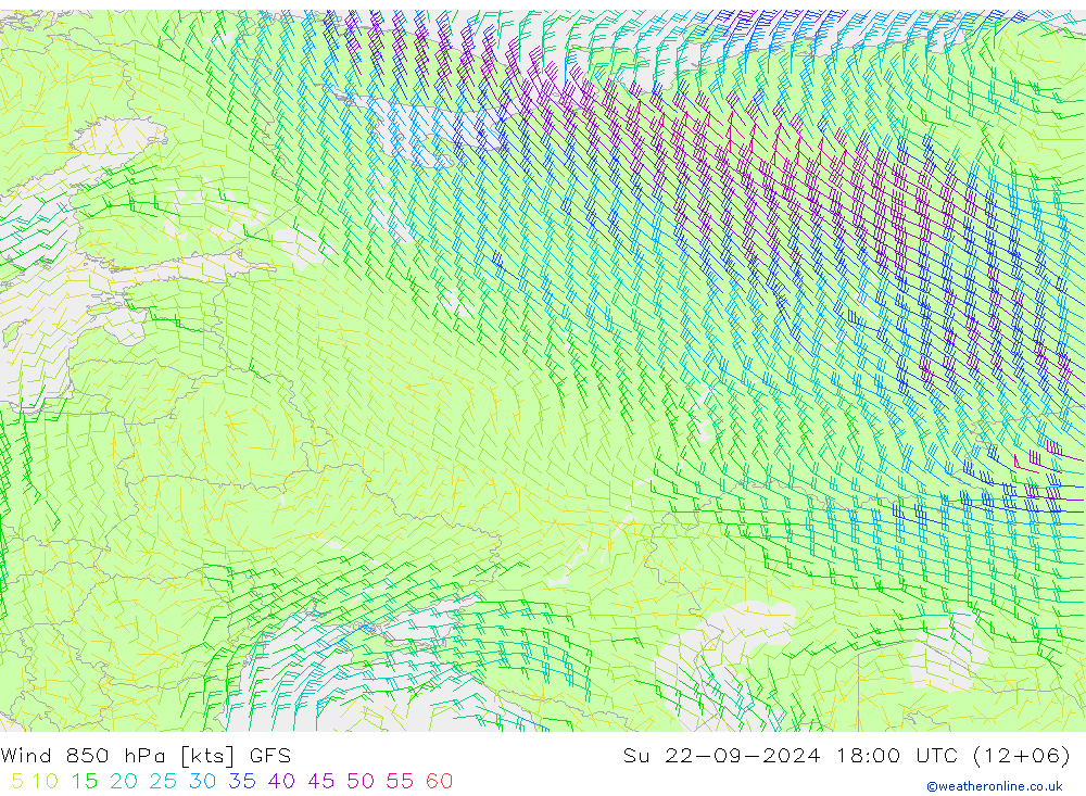 Wind 850 hPa GFS Ne 22.09.2024 18 UTC