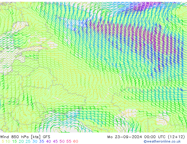 Wind 850 hPa GFS Mo 23.09.2024 00 UTC