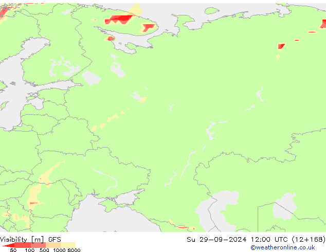 Dohlednost GFS Ne 29.09.2024 12 UTC