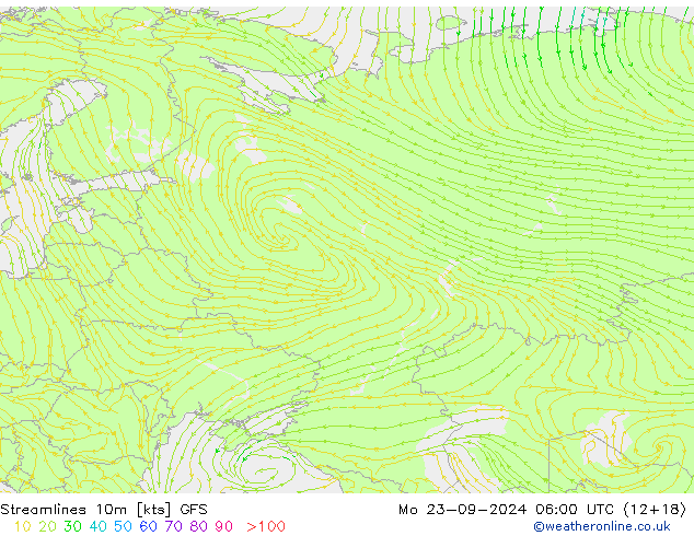 Rüzgar 10m GFS Pzt 23.09.2024 06 UTC